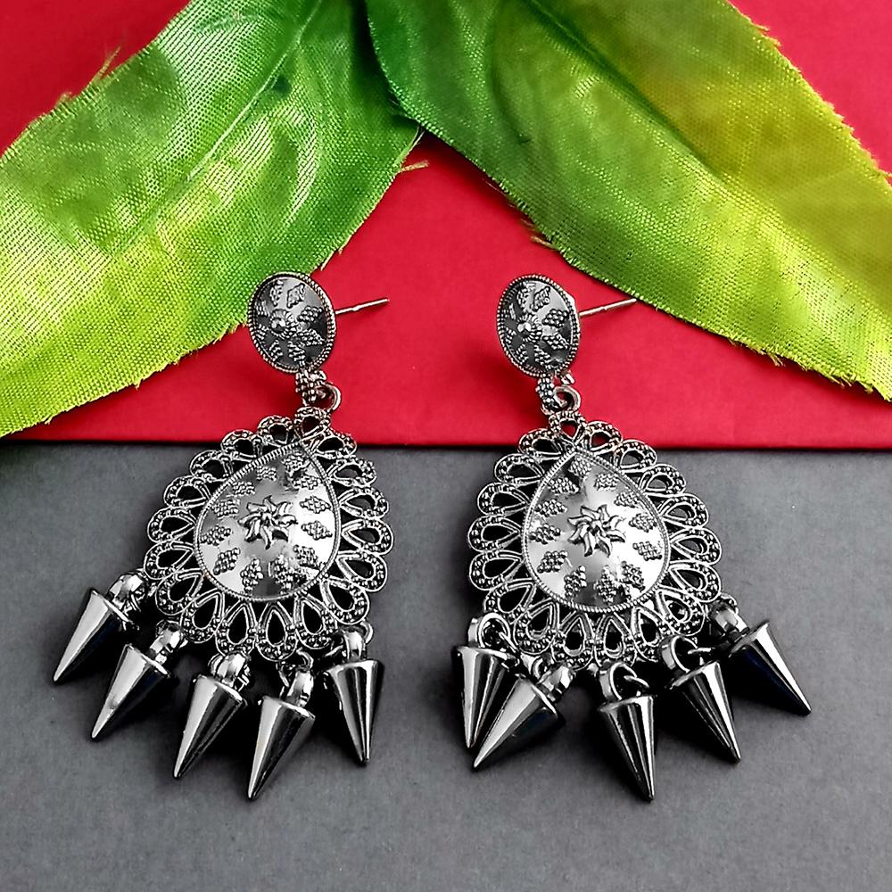 Woma Oxidised Plated Dangler Earrings - 1318290