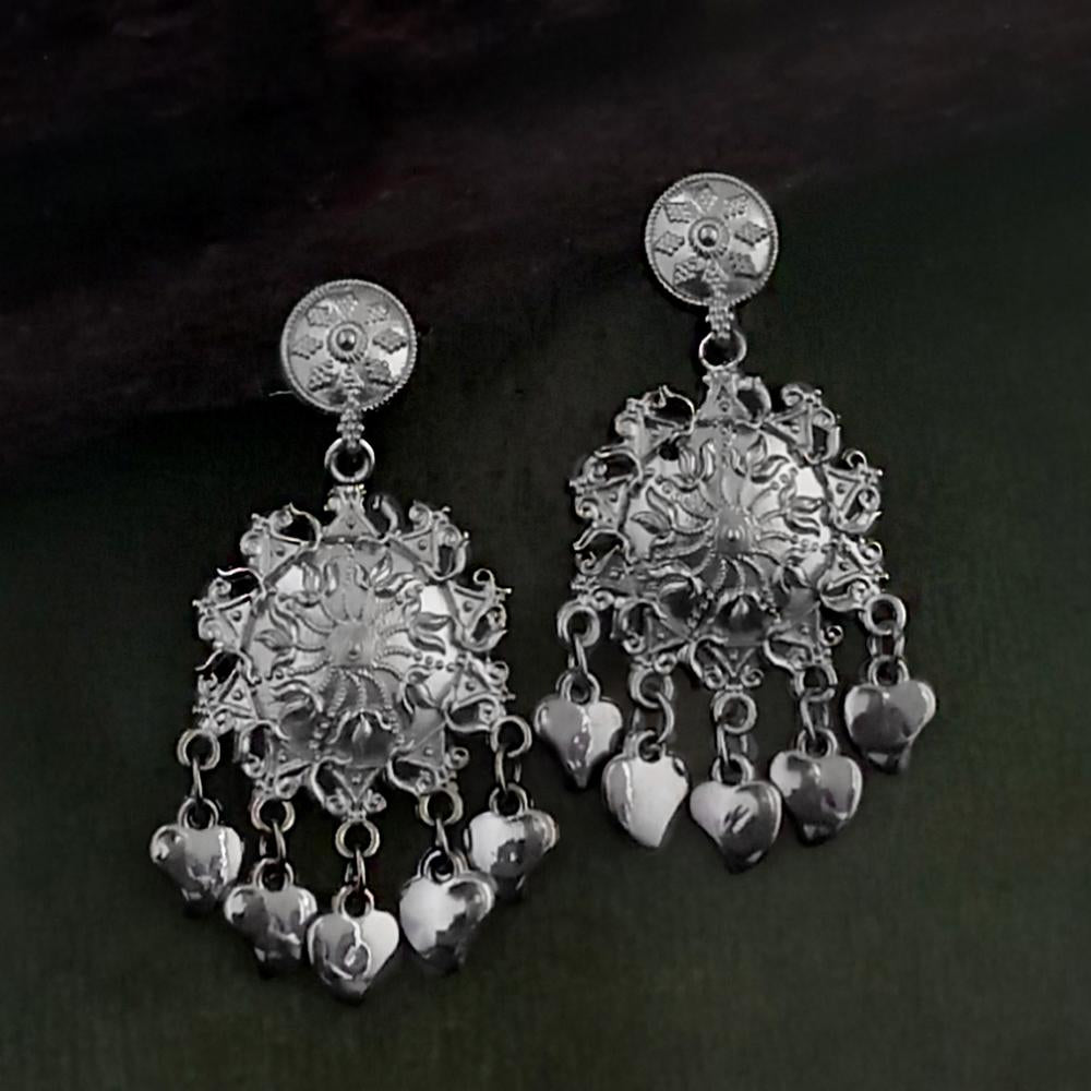 Woma Oxidised Plated Dangler Earrings - 1318340