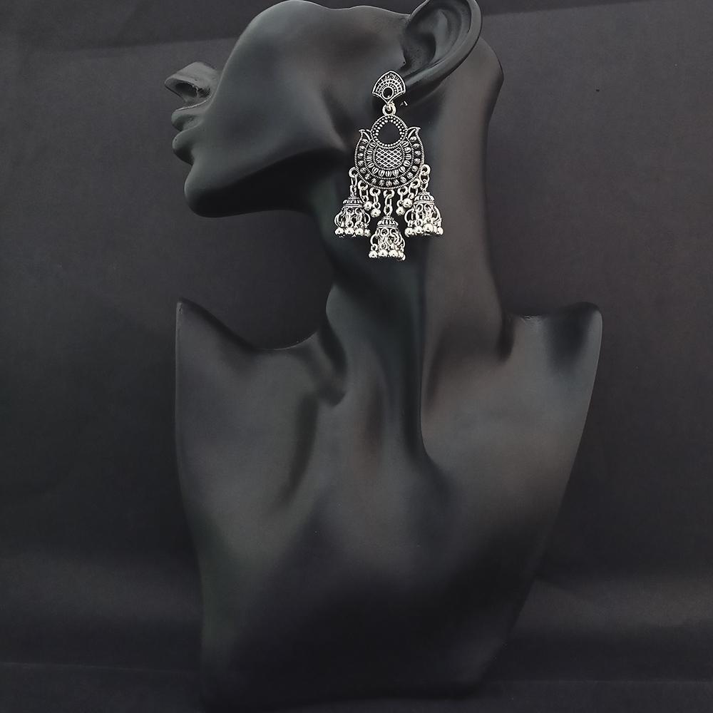 Woma Oxidised Plated Jhumki Earrings - 1318381