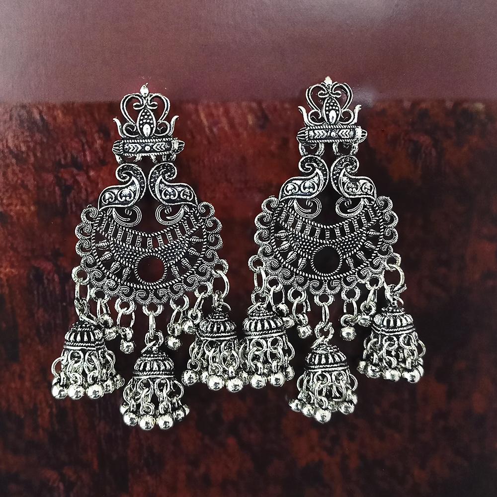 Woma Oxidised Plated Jhumki Earrings - 1318385