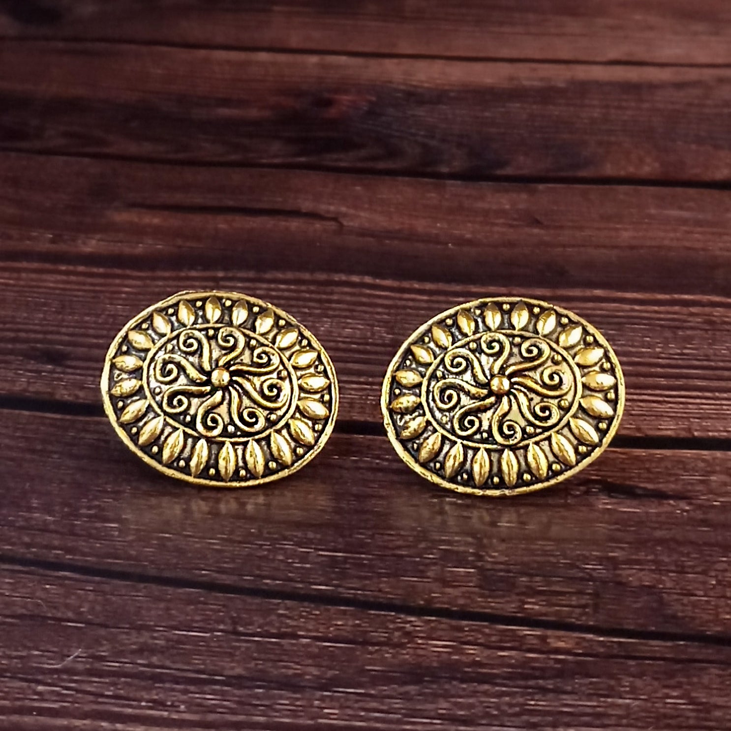 Woma Floral Gold Plated Stud Earrings