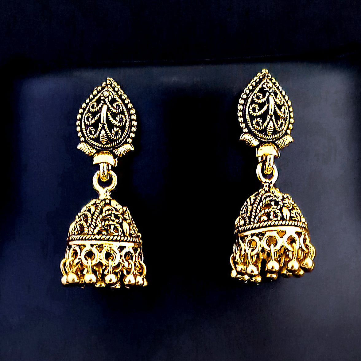 Tip Top Fashion Gold Plated Oxidized Jhumki