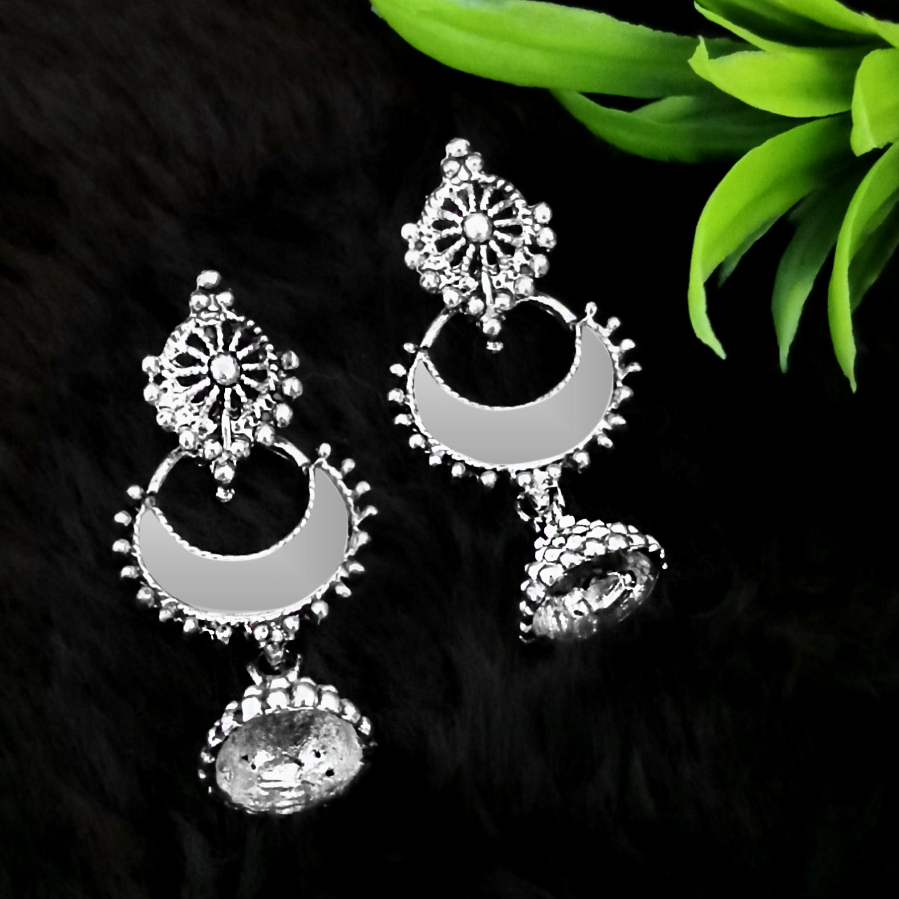 Jeweljunk Silver Plated Dangler Mirror Earring