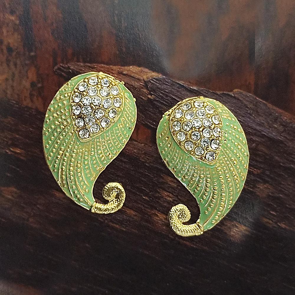 Adi Gold Plated Red Meenakari And Austrian Stone Stud Earrings - 1319230A