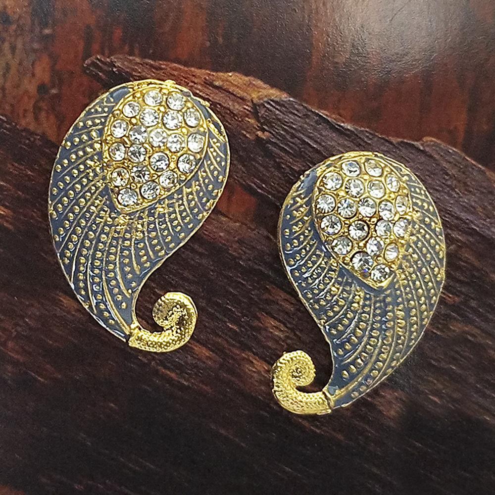 Adi Gold Plated Red Meenakari And Austrian Stone Stud Earrings - 1319230A