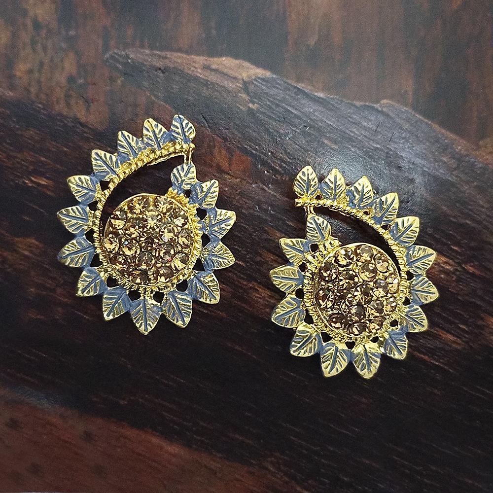 Adi Gold Plated Red Meenakari And Austrian Stone Stud Earrings - 1319236A