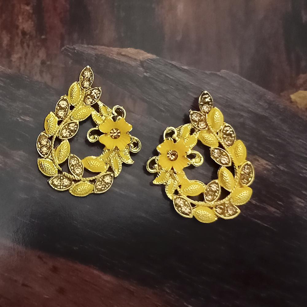 Adi Gold Plated Red Meenakari And Austrian Stone Stud Earrings - 1319241A