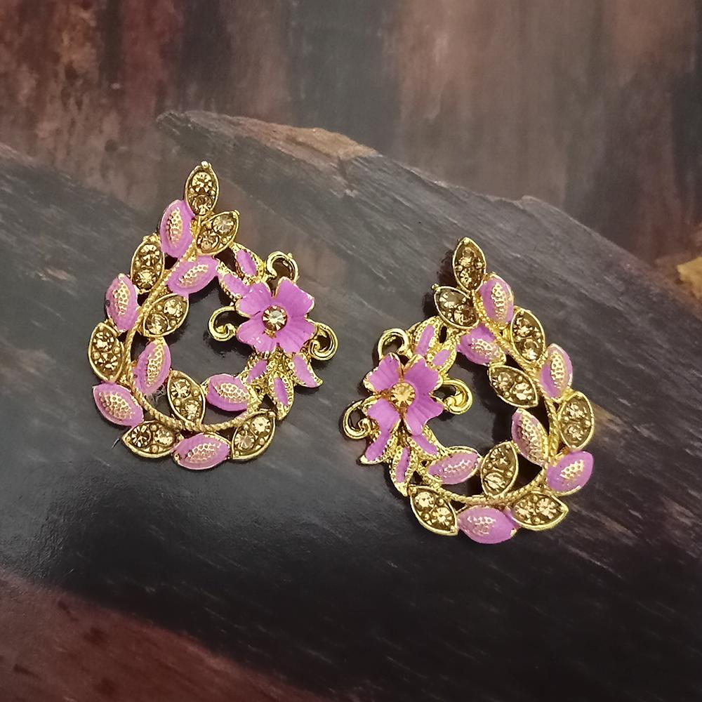 Adi Gold Plated Red Meenakari And Austrian Stone Stud Earrings - 1319241A