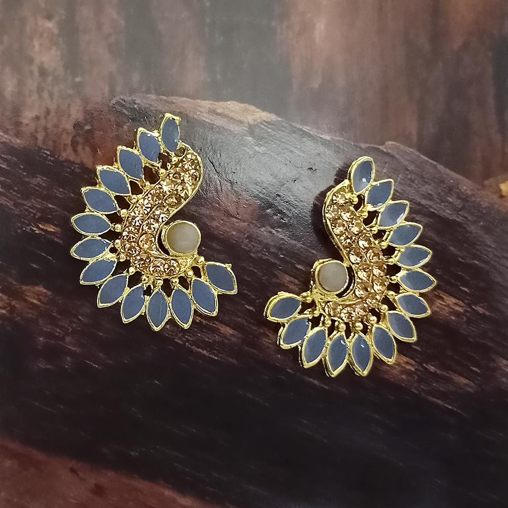 Adi Gold Plated Red Meenakari And Austrian Stone Stud Earrings - 1319242A
