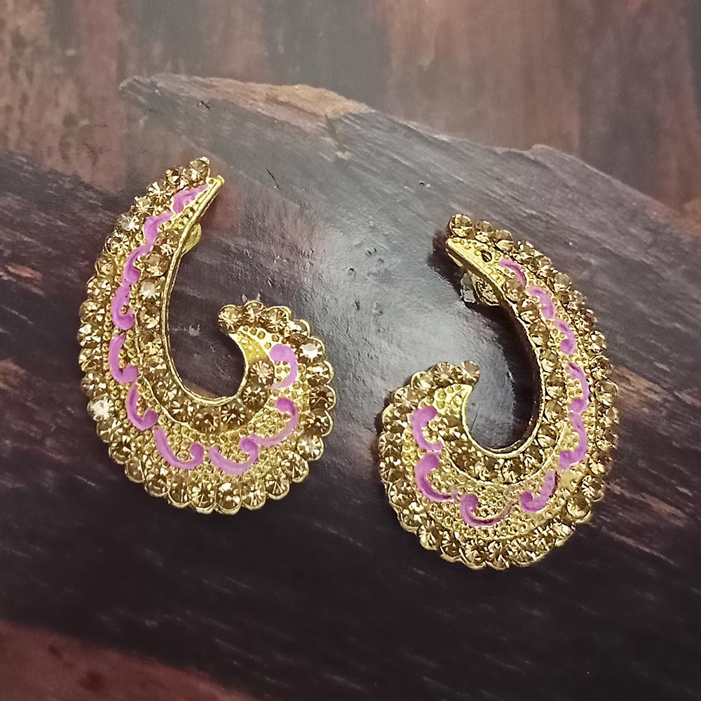 Adi Gold Plated Red Meenakari And Austrian Stone Stud Earrings - 1319243A