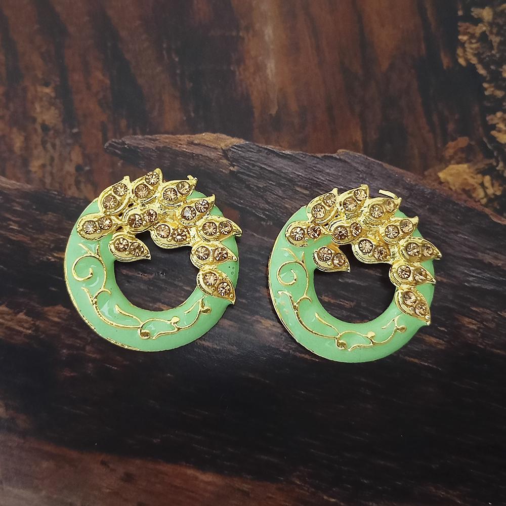 Adi Gold Plated Red Meenakari And Austrian Stone Stud Earrings - 1319244A