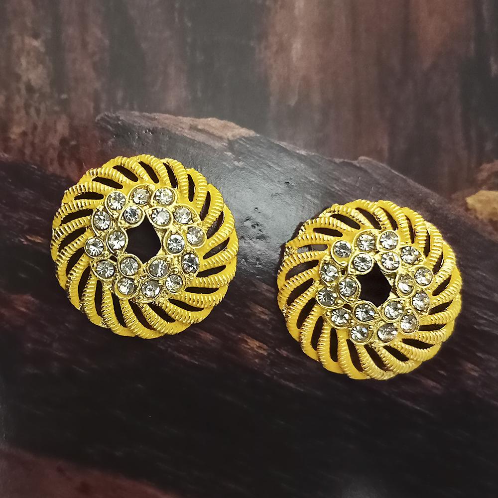 Adi Gold Plated Red Meenakari And Austrian Stone Stud Earrings - 1319249A