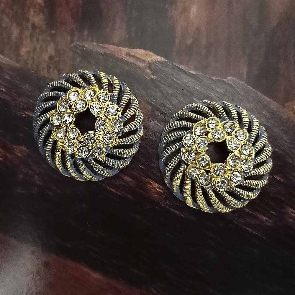 Adi Gold Plated Red Meenakari And Austrian Stone Stud Earrings - 1319249A