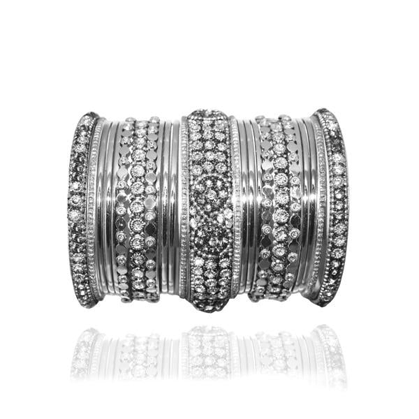 Vivant Charms Silver Plated Traditional Bangle Set - 1401313_2.6