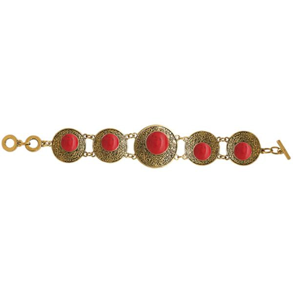 Beadside Red Beads Gold Plated Bracelet - 1402012A