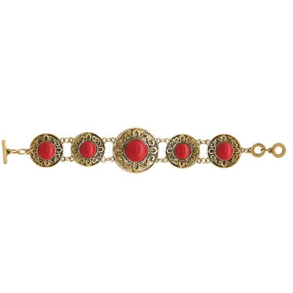Beadside Red Beads Gold Plated Bracelet - 1402013B