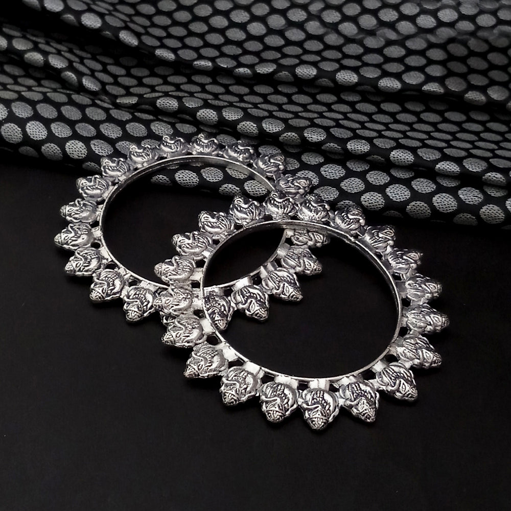 Urthn Oxidised Plated Lord Design Bangles Set
