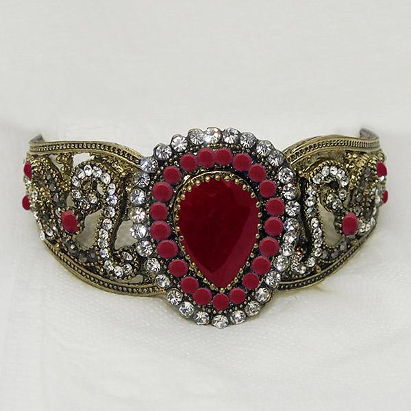Urthn Antique Gold Plated Maroon Austrian Stone Kada - 1402502D