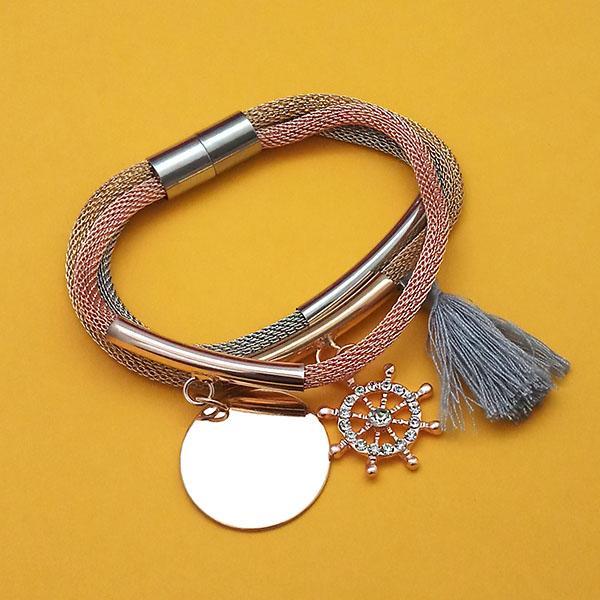 Urthn Three Tone Plated Fashion Magnetic Thread Bracelet - 1403550D