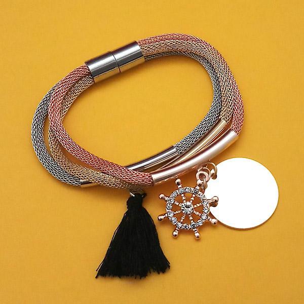 Urthn Three Tone Plated Fashion Magnetic Thread Bracelet - 1403550F