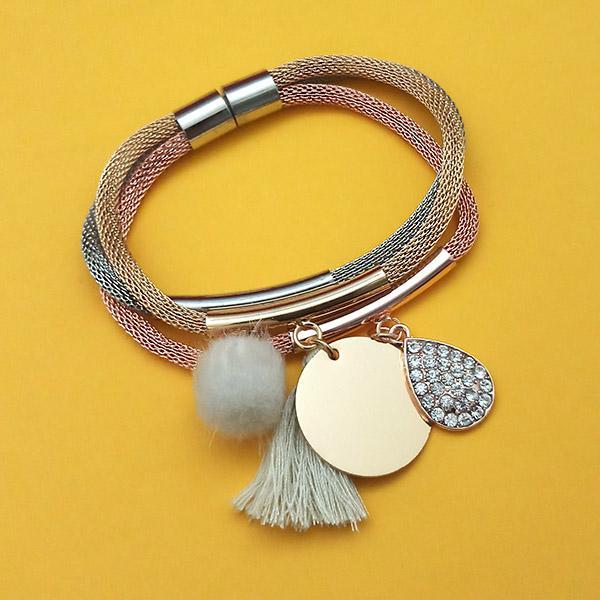Urthn Three Tone Plated Fashion Magnetic Thread Bracelet - 1403551C