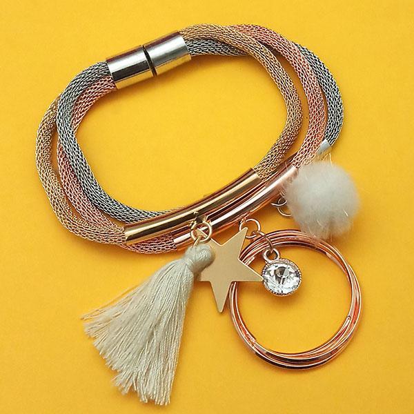 Urthn Three Tone Plated Fashion Magnetic Thread Bracelet - 1403556B