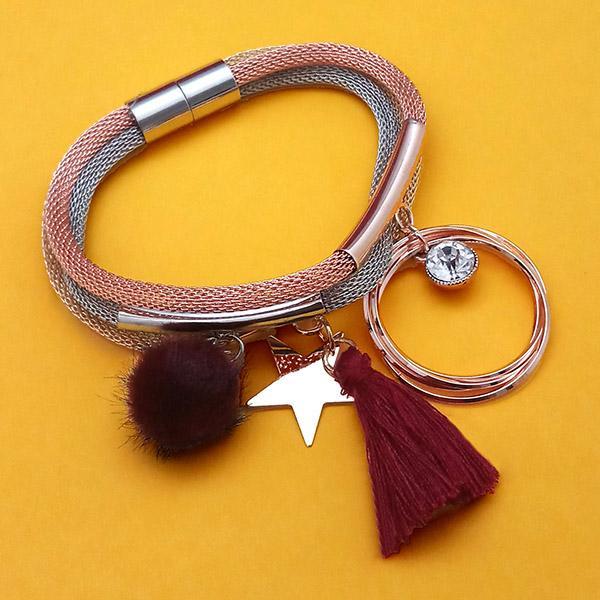 Urthn Three Tone Plated Fashion Magnetic Thread Bracelet - 1403556C