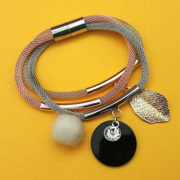 Urthn Three Tone Plated Fashion Magnetic Bracelet - 1403557B