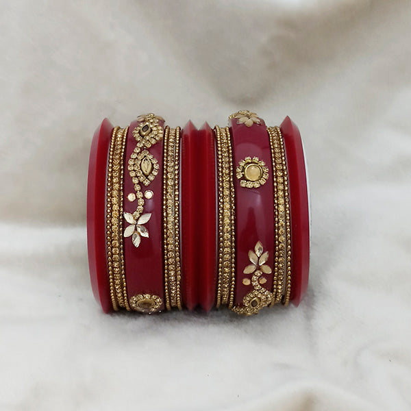 Sejal Green Color Austrian Stone Bangle Set - 1403759A