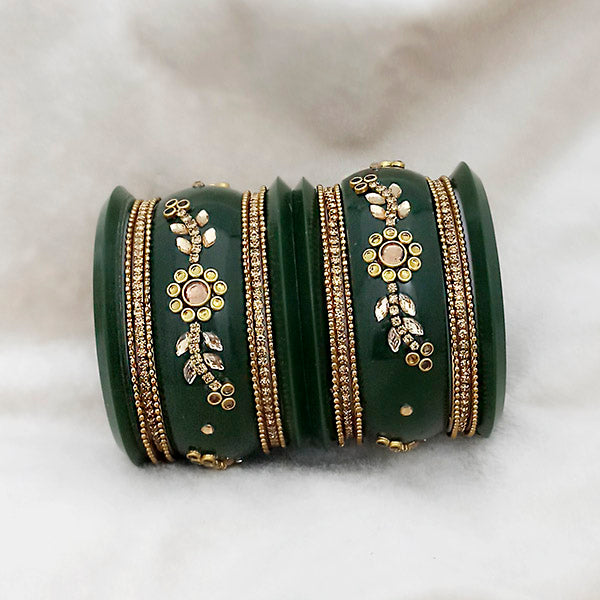 Sejal Green Color Austrian Stone Bangle Set - 1403760B