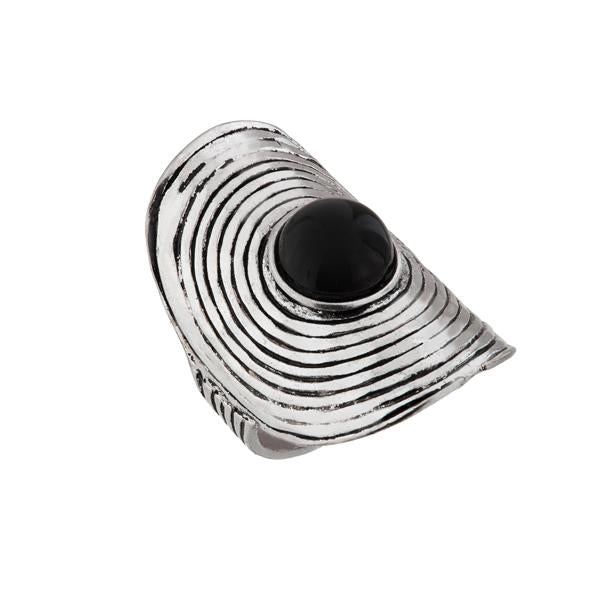 Urthn Silver Plated Black Stone Ring - 1501862B_17