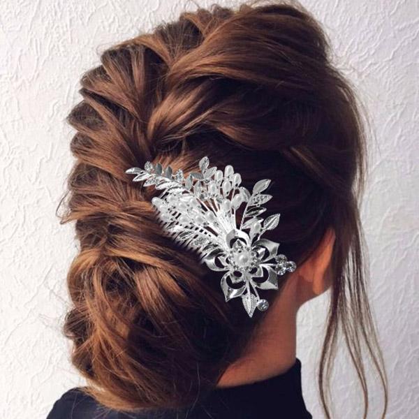 Apurva Pearls Stone Pearl Rhodium Plated Hair Brooch - 1502061A