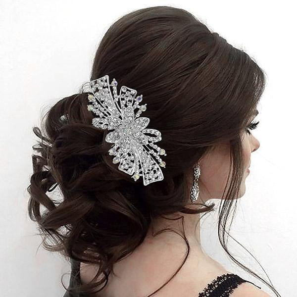 Apurva Pearls White Austrian Stone Hair Brooch - 1502075C