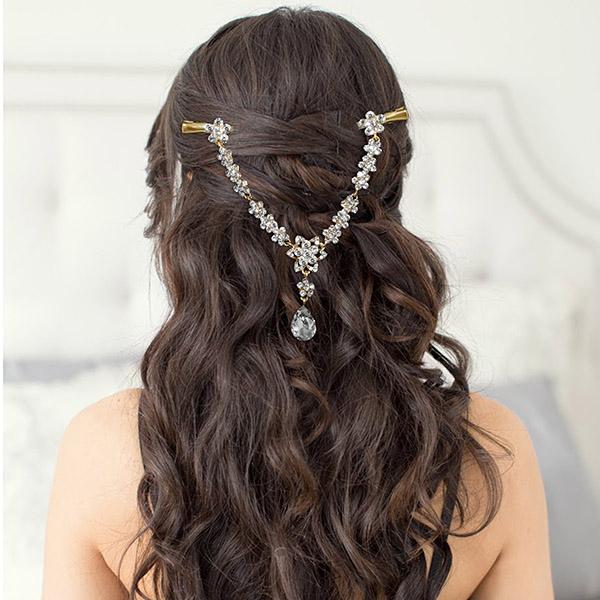 Apurva Pearls Stone Gold Plated Hair Brooch - 1502217A