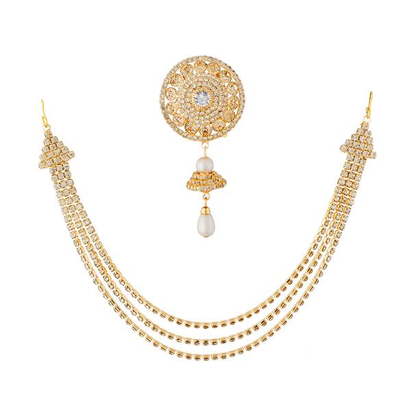 Apurva Pearls White Stone Hair Brooch - 1502228A