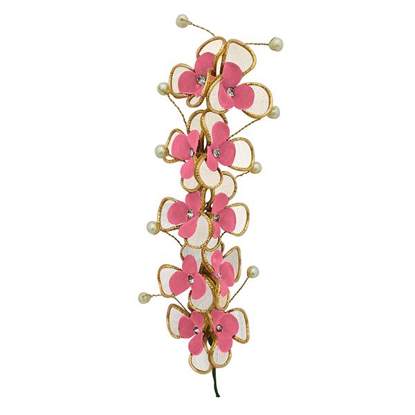 Apurva Pearls Pink Floral Design Hair Brooch - 1502243D