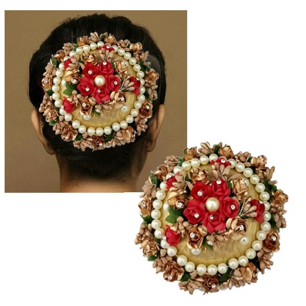 Apurva Pearls White Pearl Multi Floral Hair Brooch - 1502250C