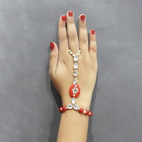 Apurva Pearls White Kundan Stone Gold Plated Hand Harness - 1502326A