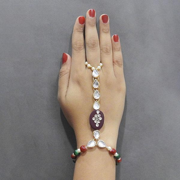 Apurva Pearls White Kundan Stone Gold Plated Hand Harness - 1502326F