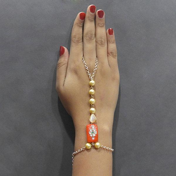 Apurva Pearls Gold Plated Pearl Hand Harness - 1502327B