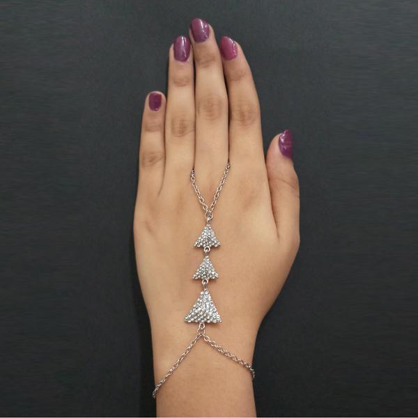 Urthn Silver Plated White Austrian Stone Hand Harness - 1502380B