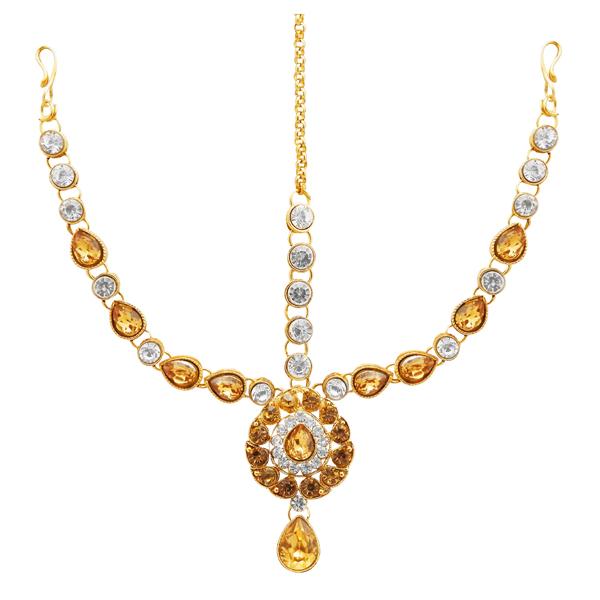 Soha Fashion Brown Austrian Stone Gold Plated Maang Tikka - 1502510C