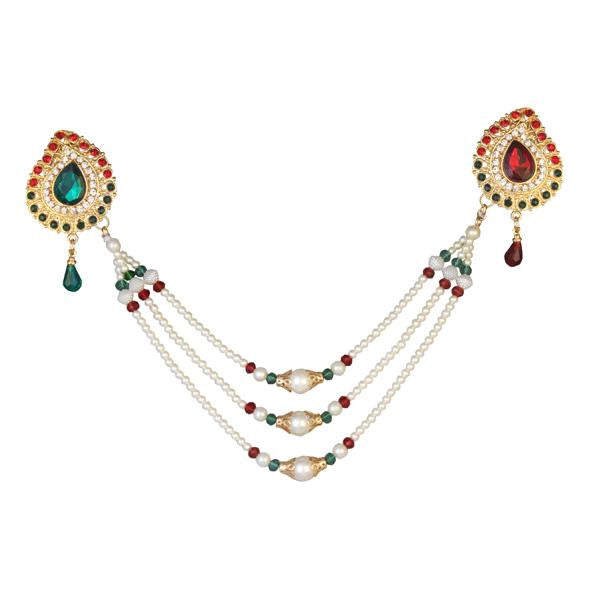 Tip Top Fashions Austrian Stone Pearl Chain Kamarband - 1503418