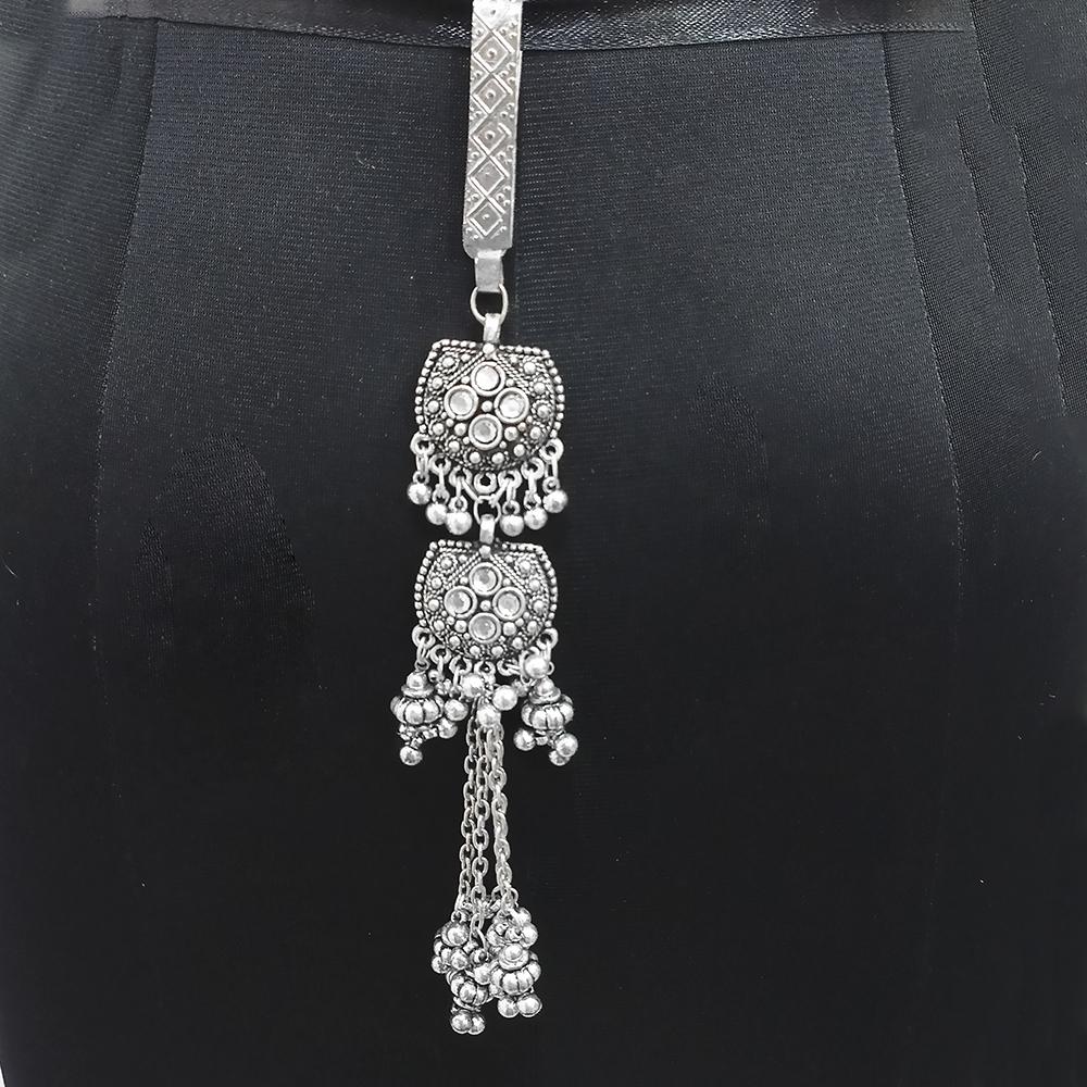 Jeweljunk Oxidised Plated White Kundan Challa -1503803