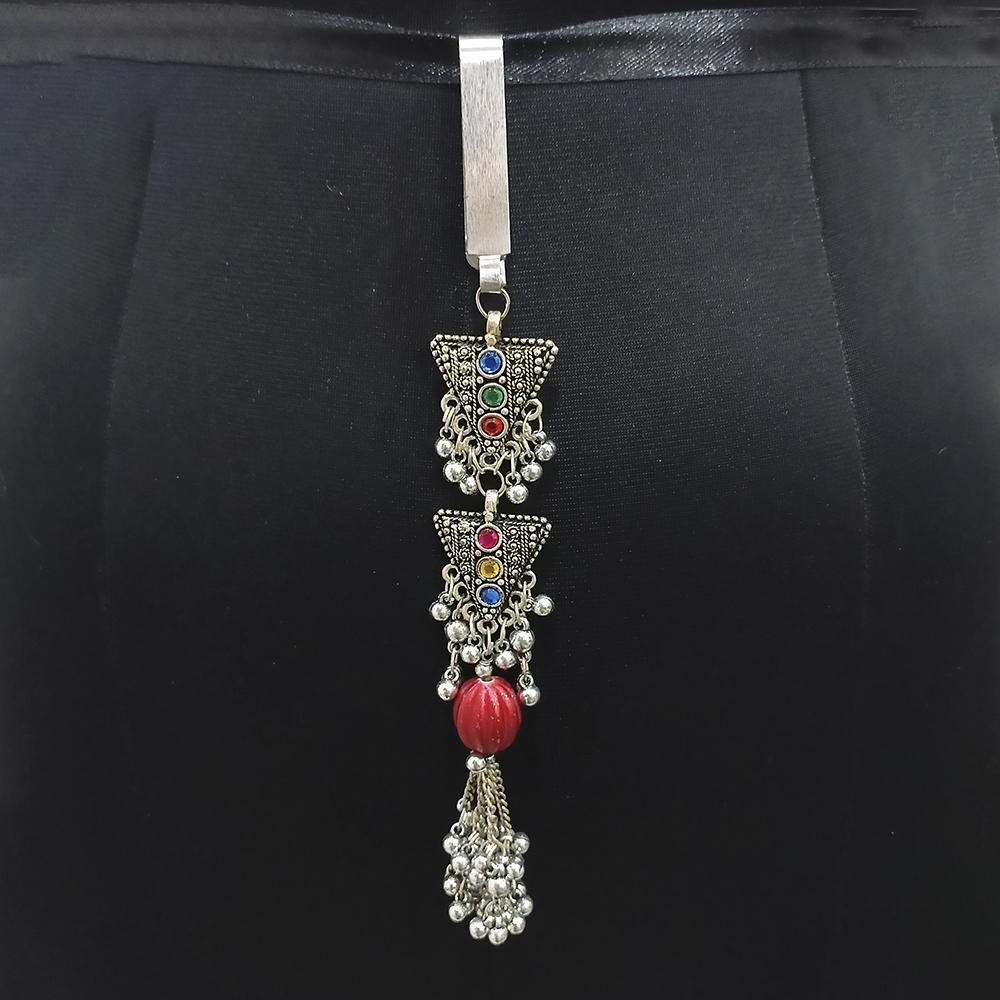 Jeweljunk Oxidised Plated Multi Austrian Stone Challa -1503806