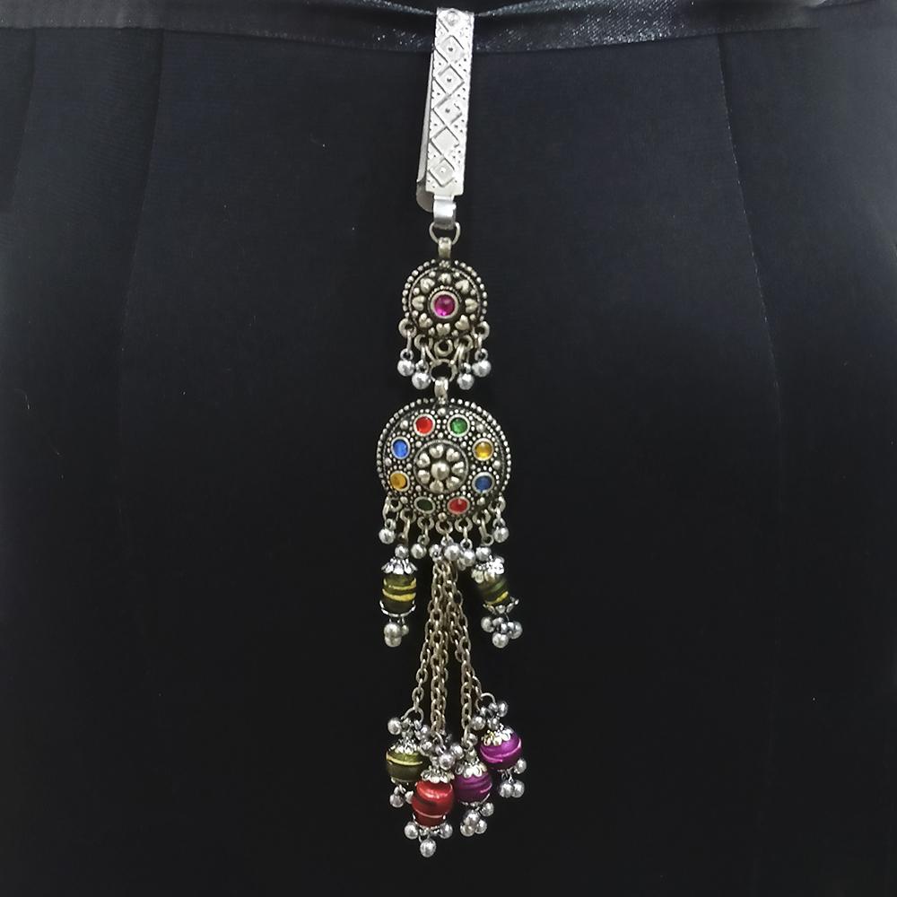 Jeweljunk Oxidised Plated Multi Kundan Challa -1503815