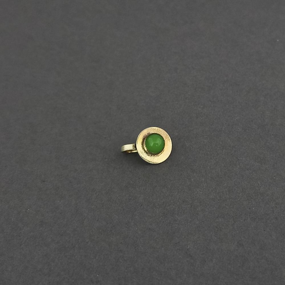 Jeweljunk Green Beads Oxidised Silver Plated Nose Ring - 1505016E