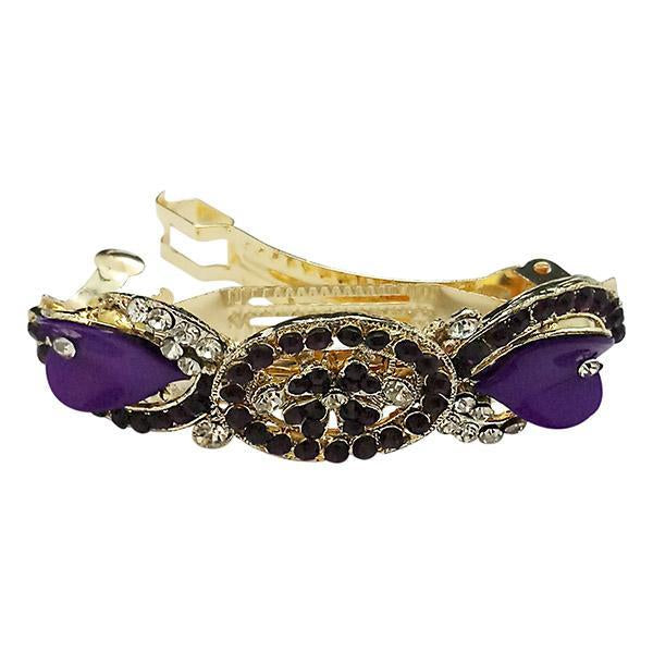 Apurva Pearls Gold Plated Austrian Stone Barrette Hair Clip - 1505222A