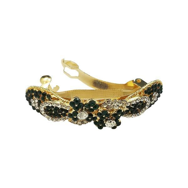 Apurva Pearls Green Austrian Stone Barrette Hair Clip - 1505230D