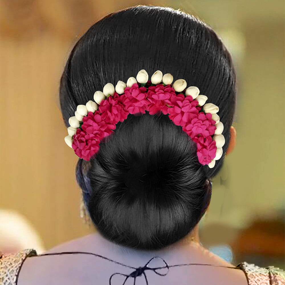 Apurva Pearl Floral Design Red Hair Brooch - 1505406E